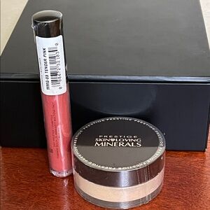 Prestige skin living minerals powder foundation tender pink lip gloss lot